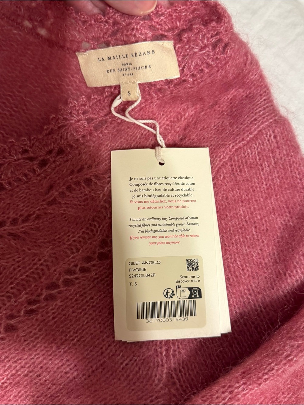 Sezane Angelo Cardigan Peony - Size S - Picture 3 of 5